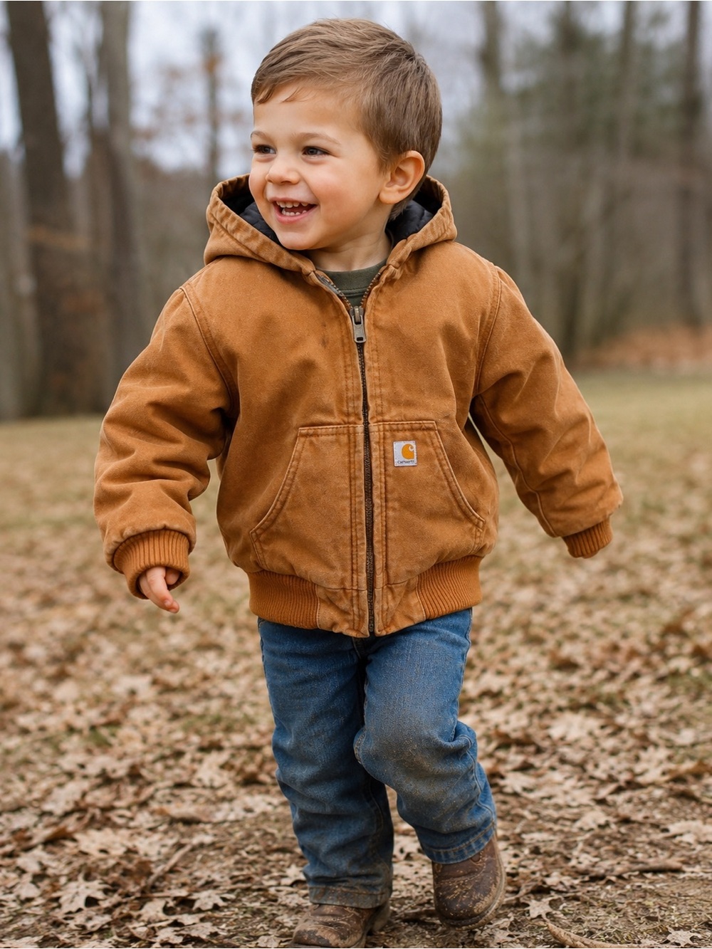 Carhartt Duck Canvas Jacket Coat Hunting Winter Sz4T RN13706 Hood Quilted Lining